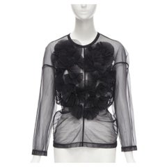 vintage COMME DES GARCONS 1990 negro plisado abanico volante escarpado top S