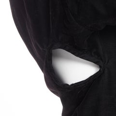 vintage COMME DES GARCONS 1990 black velvet cut out rounded sleeve jacket M