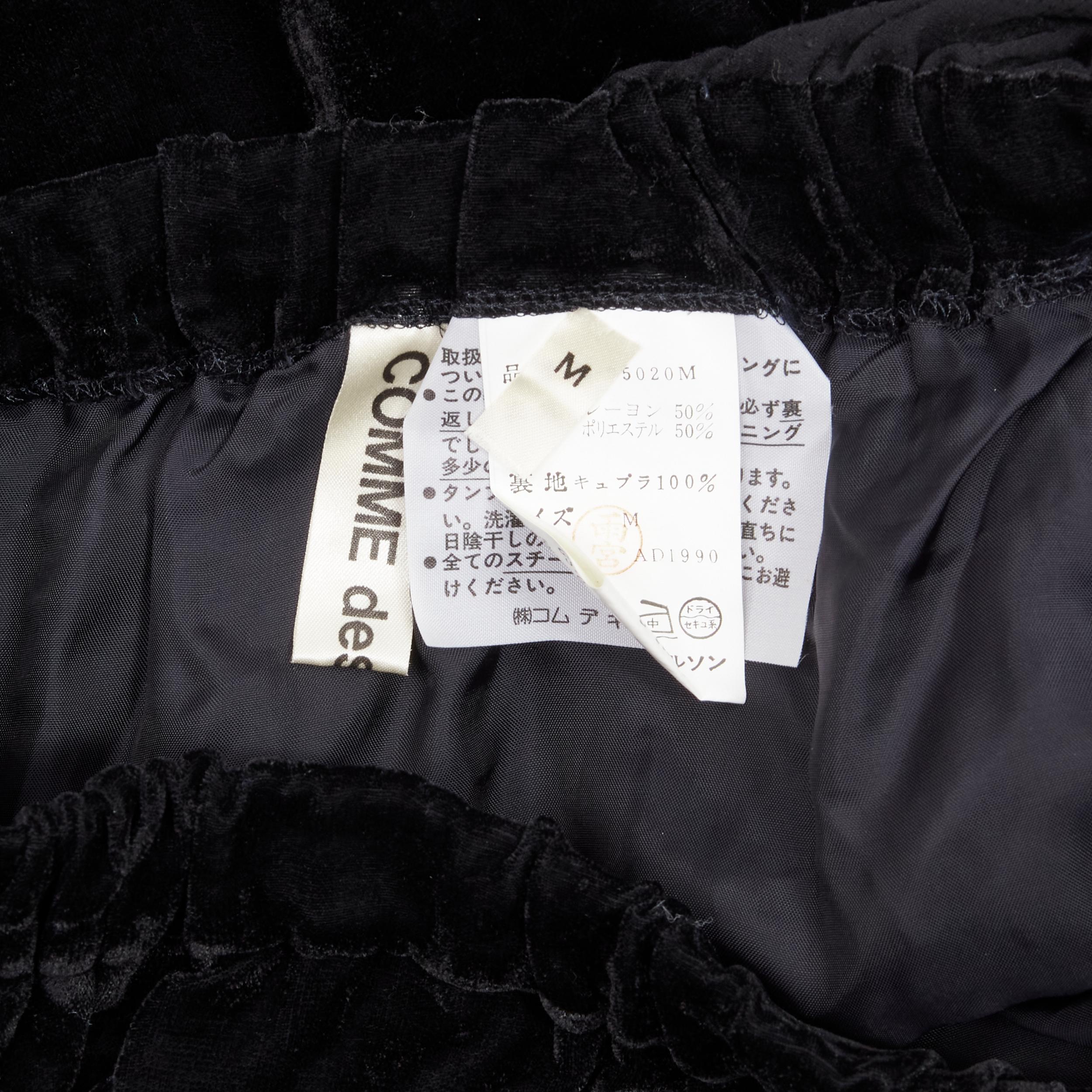 vintage COMME DES GARCONS 1990 black velvet drawstring sash knee length skirt M For Sale 5