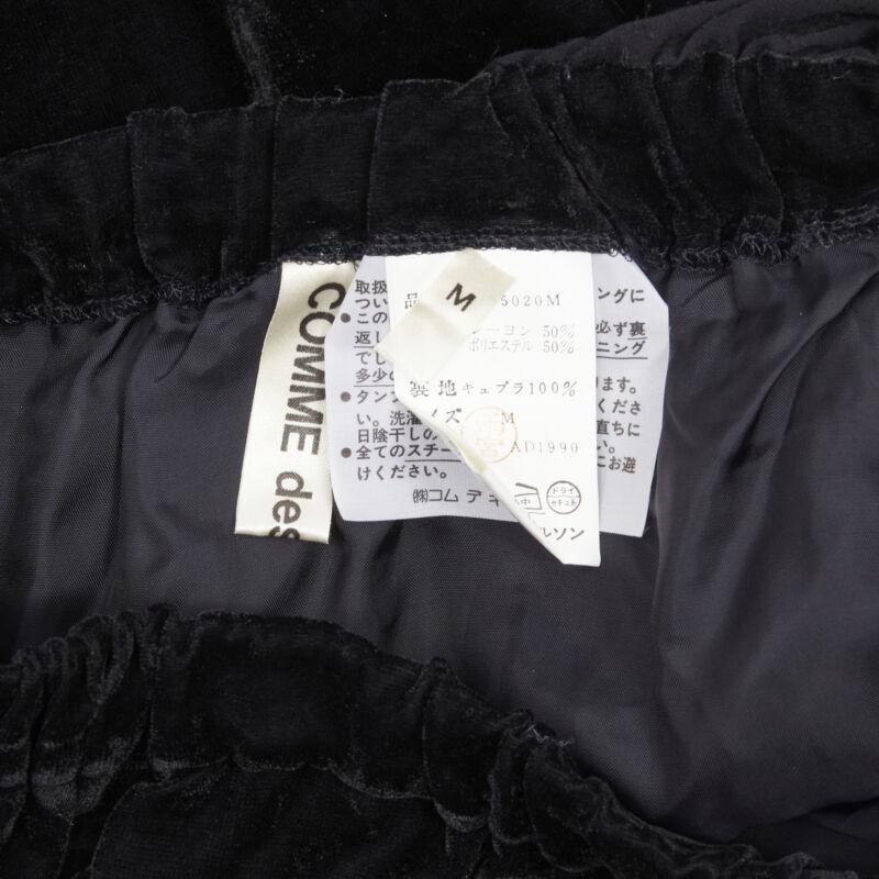 vintage COMME DES GARCONS 1990 black velvet drawstring sash knee length skirt M For Sale 5