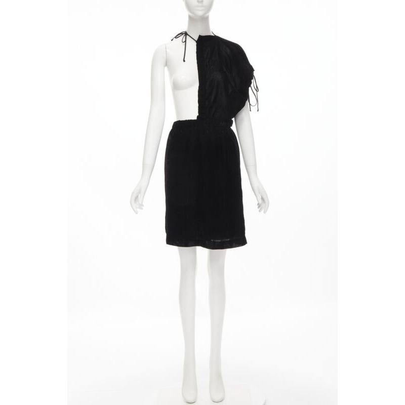 vintage COMME DES GARCONS 1990 black velvet drawstring sash knee length skirt M For Sale 6