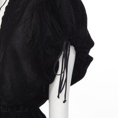 vintage COMME DES GARCONS 1990 black velvet drawstring sash knee length skirt M