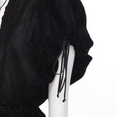 vintage COMME DES GARCONS 1990 black velvet drawstring sash knee length skirt M