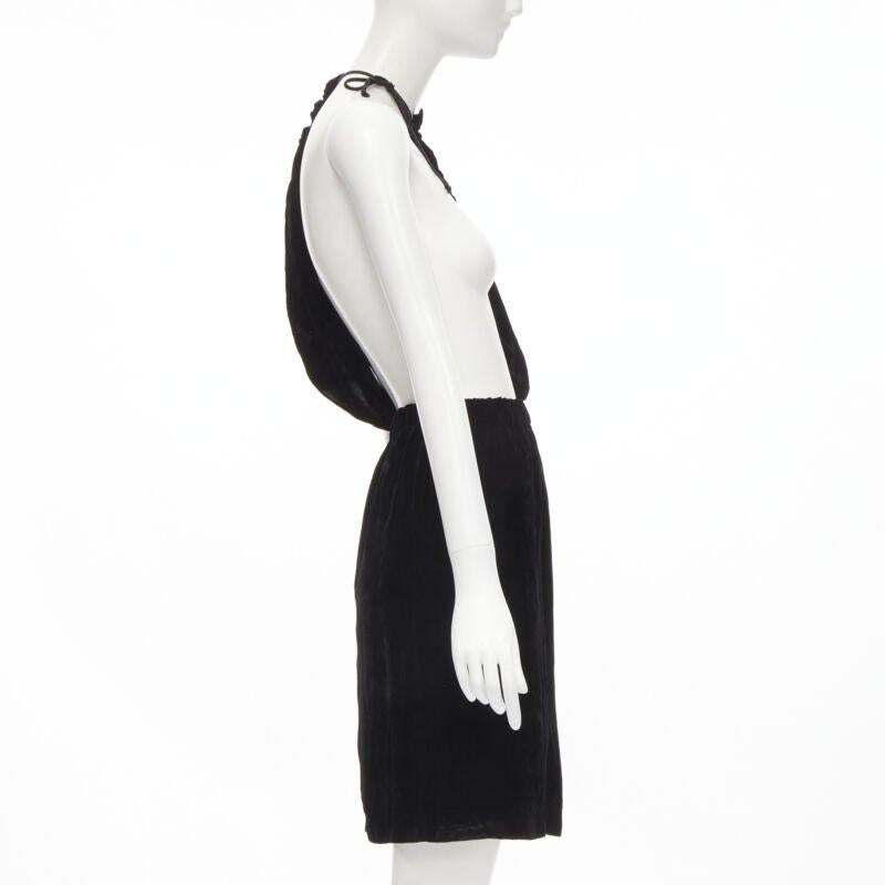 vintage COMME DES GARCONS 1990 black velvet drawstring sash knee length skirt M In Good Condition For Sale In Hong Kong, NT