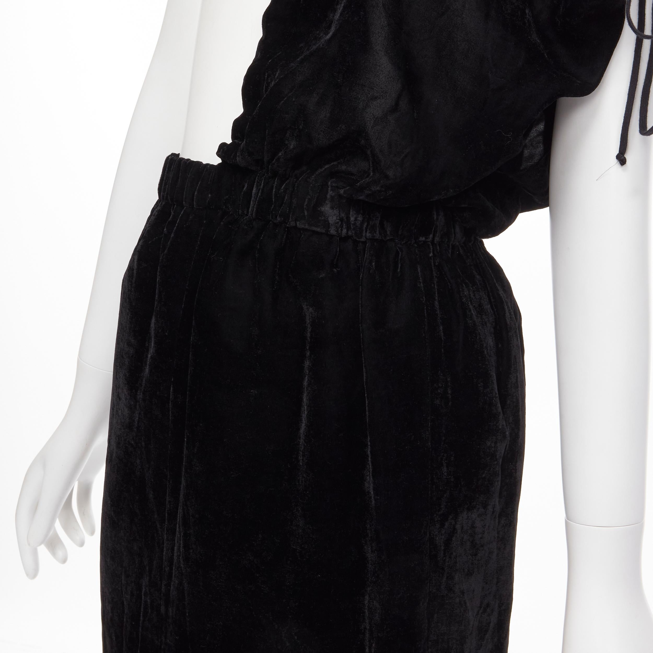 vintage COMME DES GARCONS 1990 black velvet drawstring sash knee length skirt M For Sale 3