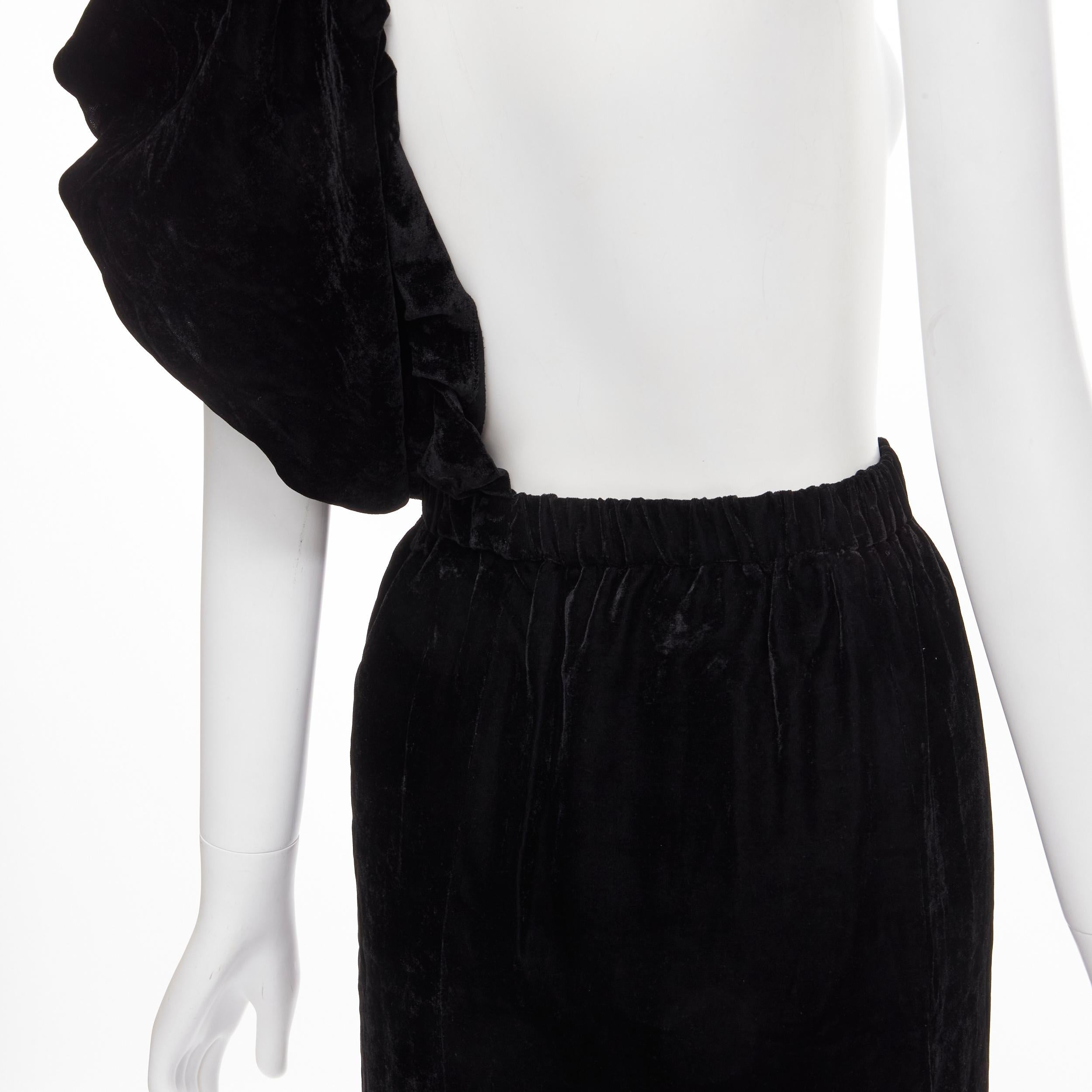 vintage COMME DES GARCONS 1990 black velvet drawstring sash knee length skirt M For Sale 4