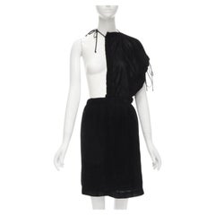vintage COMME DES GARCONS 1990 gonna al ginocchio in velluto nero con coulisse M