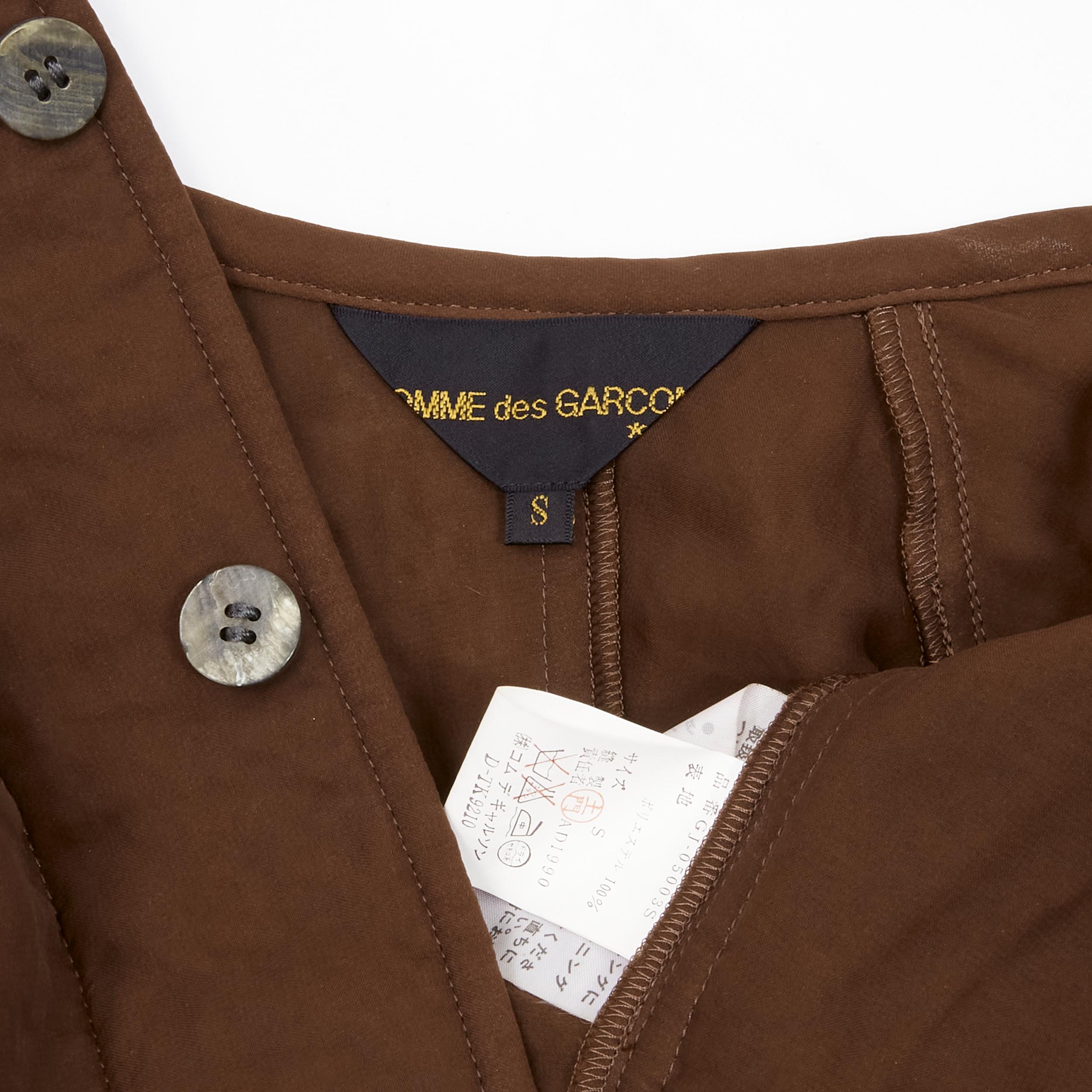 vintage COMME DES GARCONS 1990 brown color blocked cut out collar jacket S For Sale 5