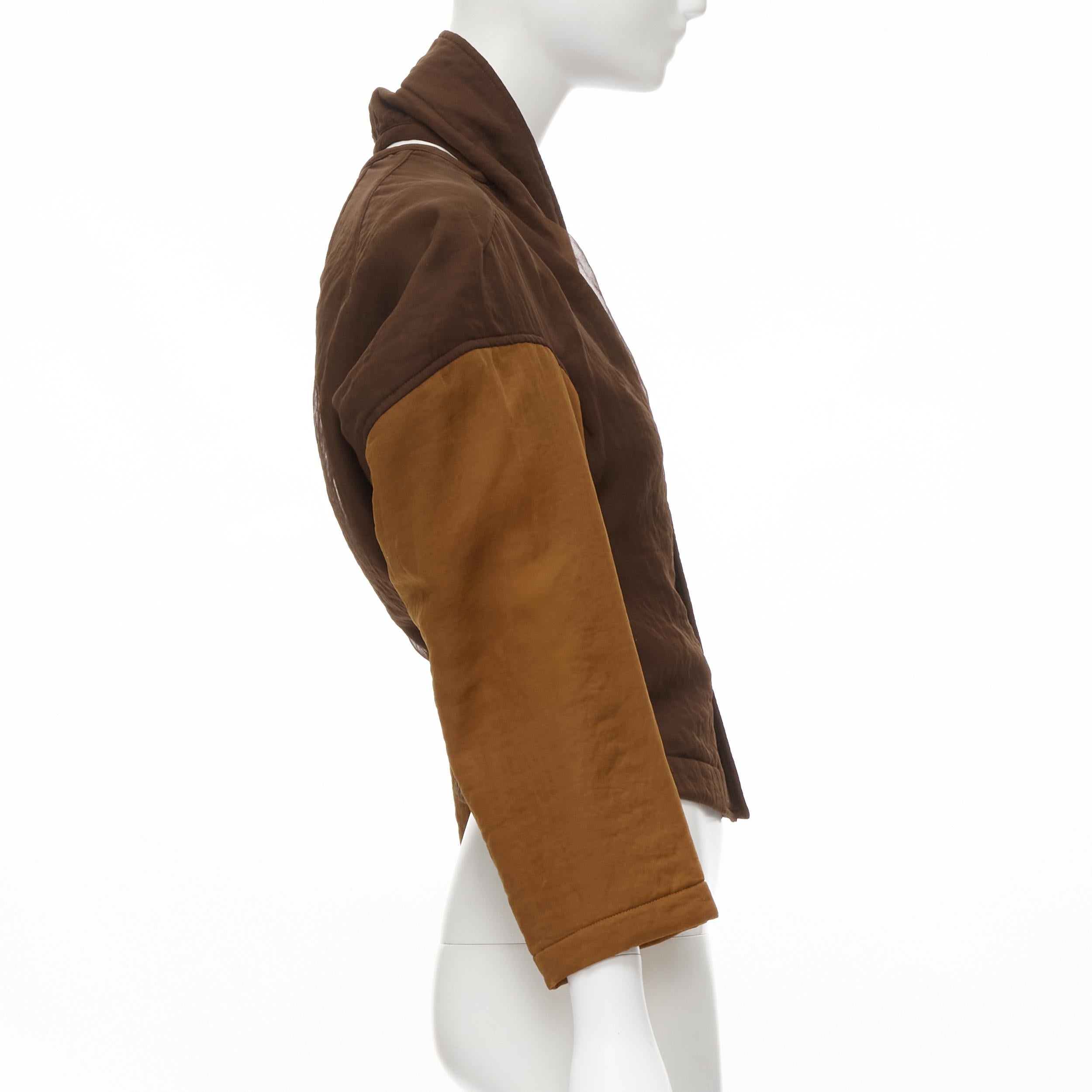 vintage COMME DES GARCONS 1990 brown color blocked cut out collar jacket S In Excellent Condition For Sale In Hong Kong, NT