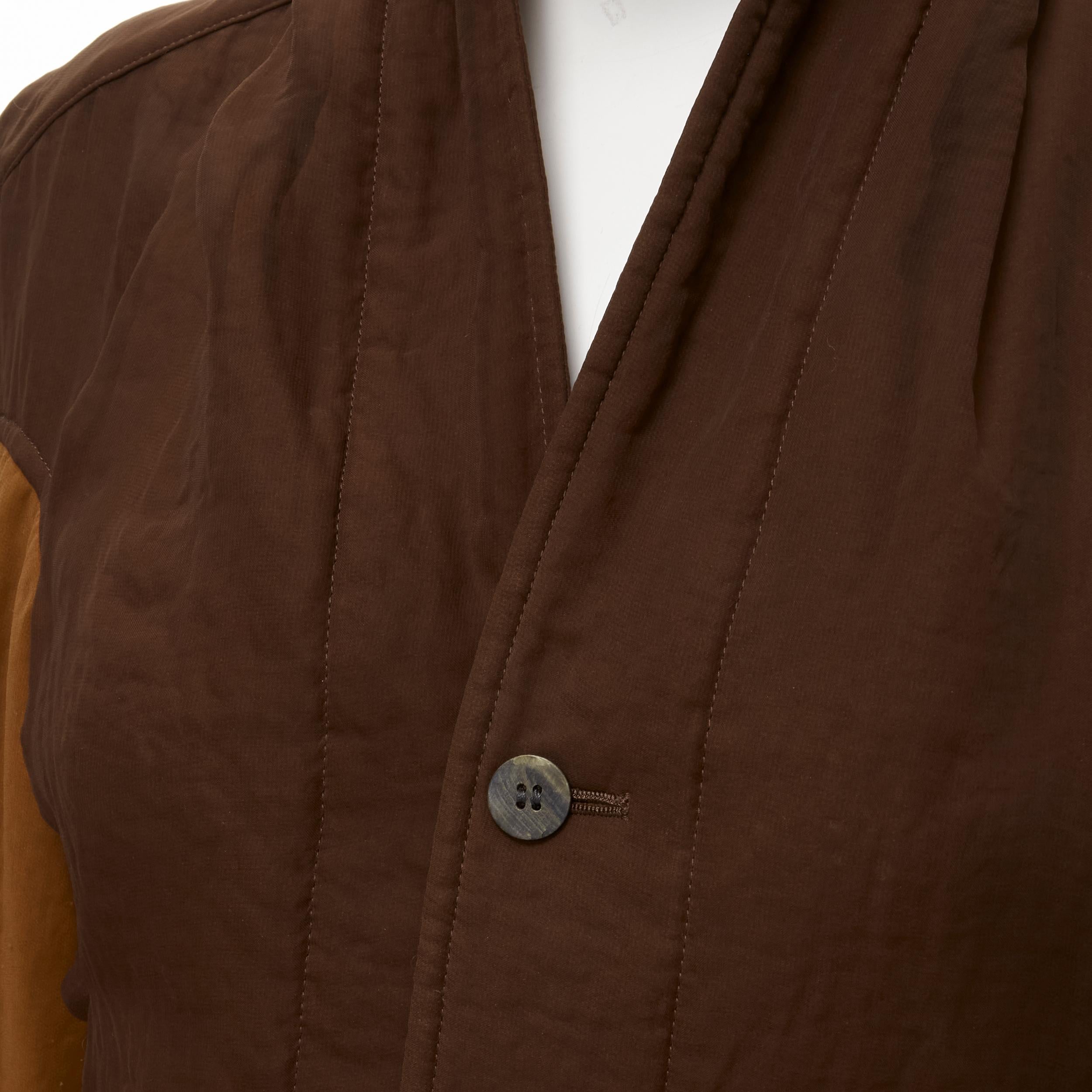 vintage COMME DES GARCONS 1990 brown color blocked cut out collar jacket S For Sale 2