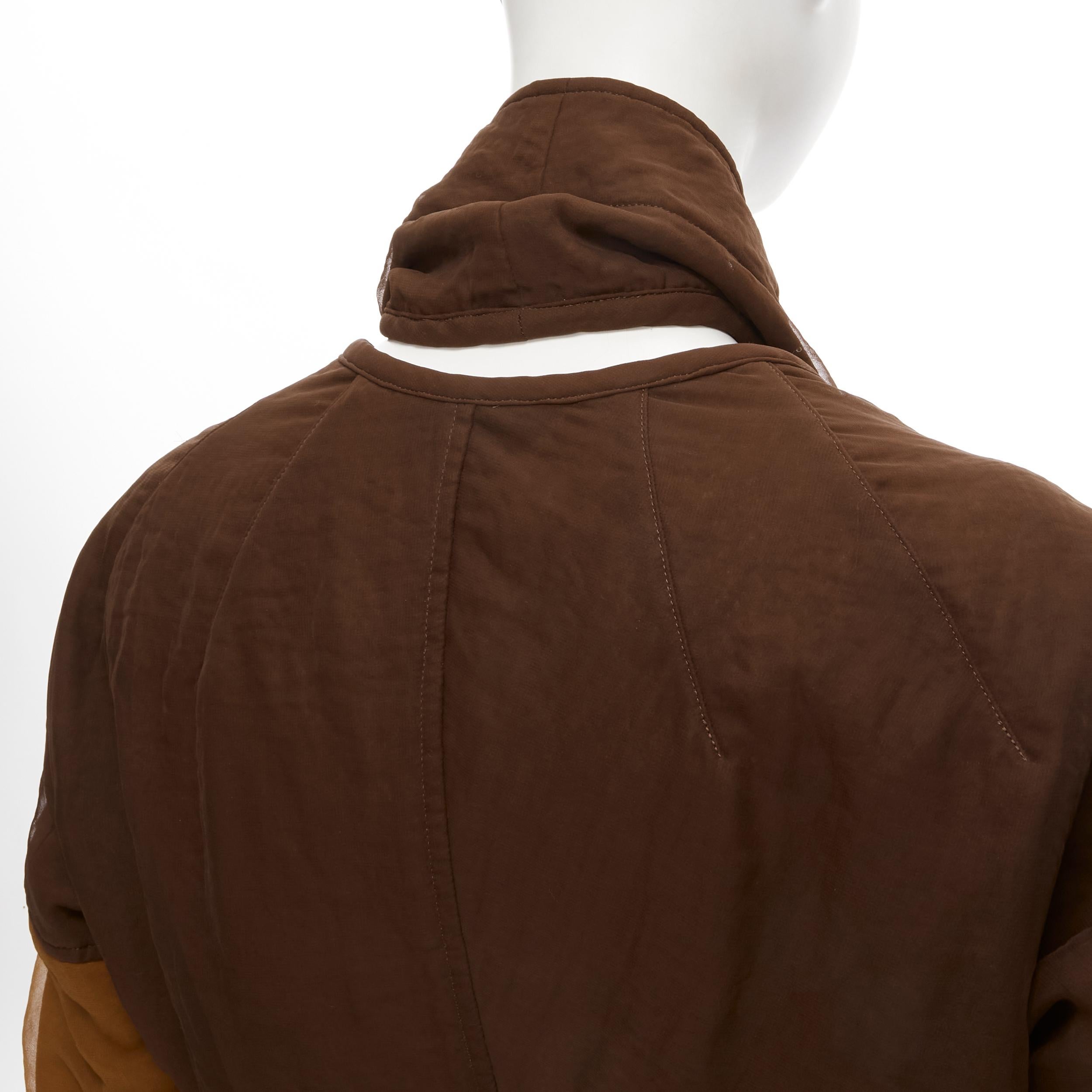 vintage COMME DES GARCONS 1990 brown color blocked cut out collar jacket S For Sale 4