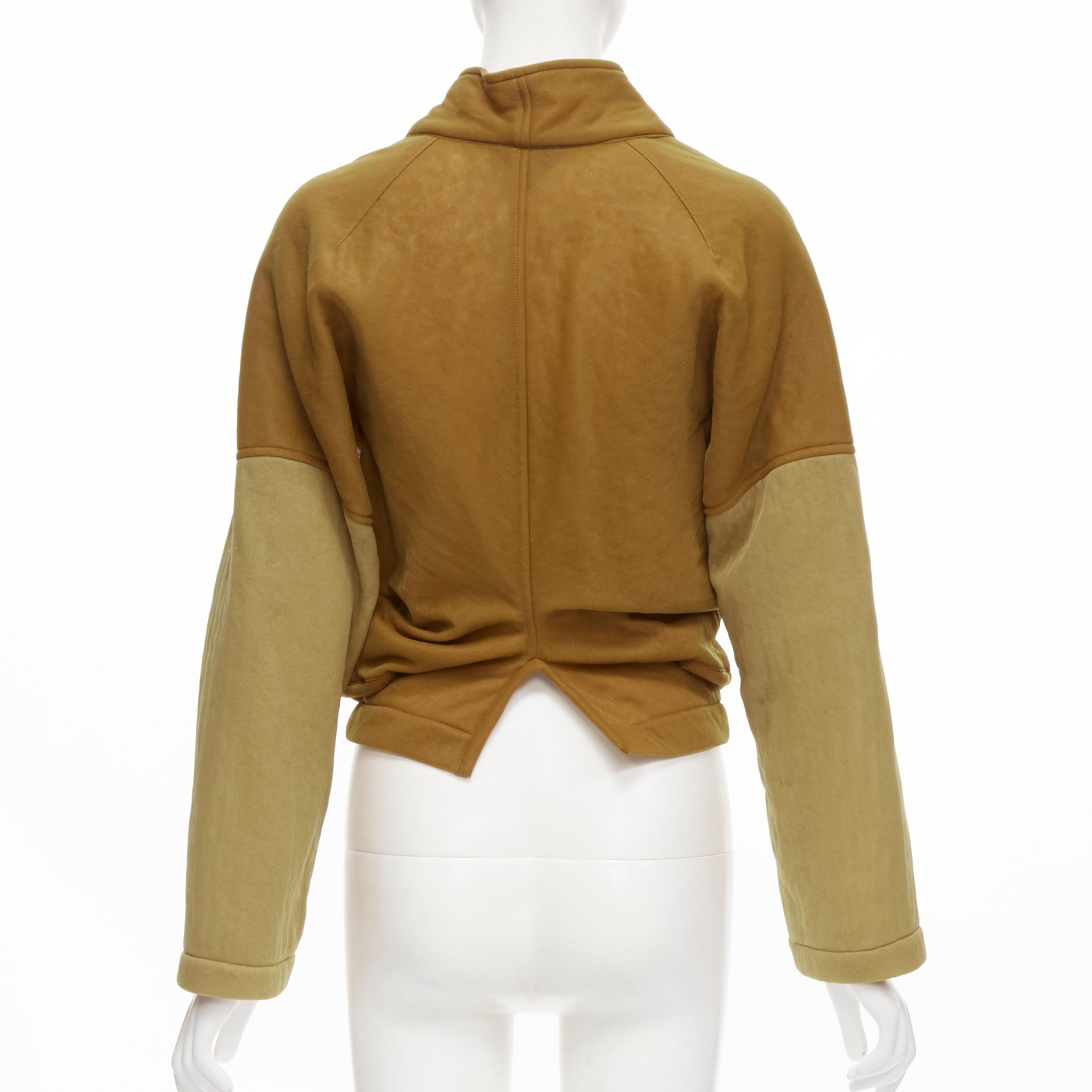 vintage COMME DES GARCONS 1990 brown mustard cut out draped cardigan jacket M In Good Condition In Hong Kong, NT
