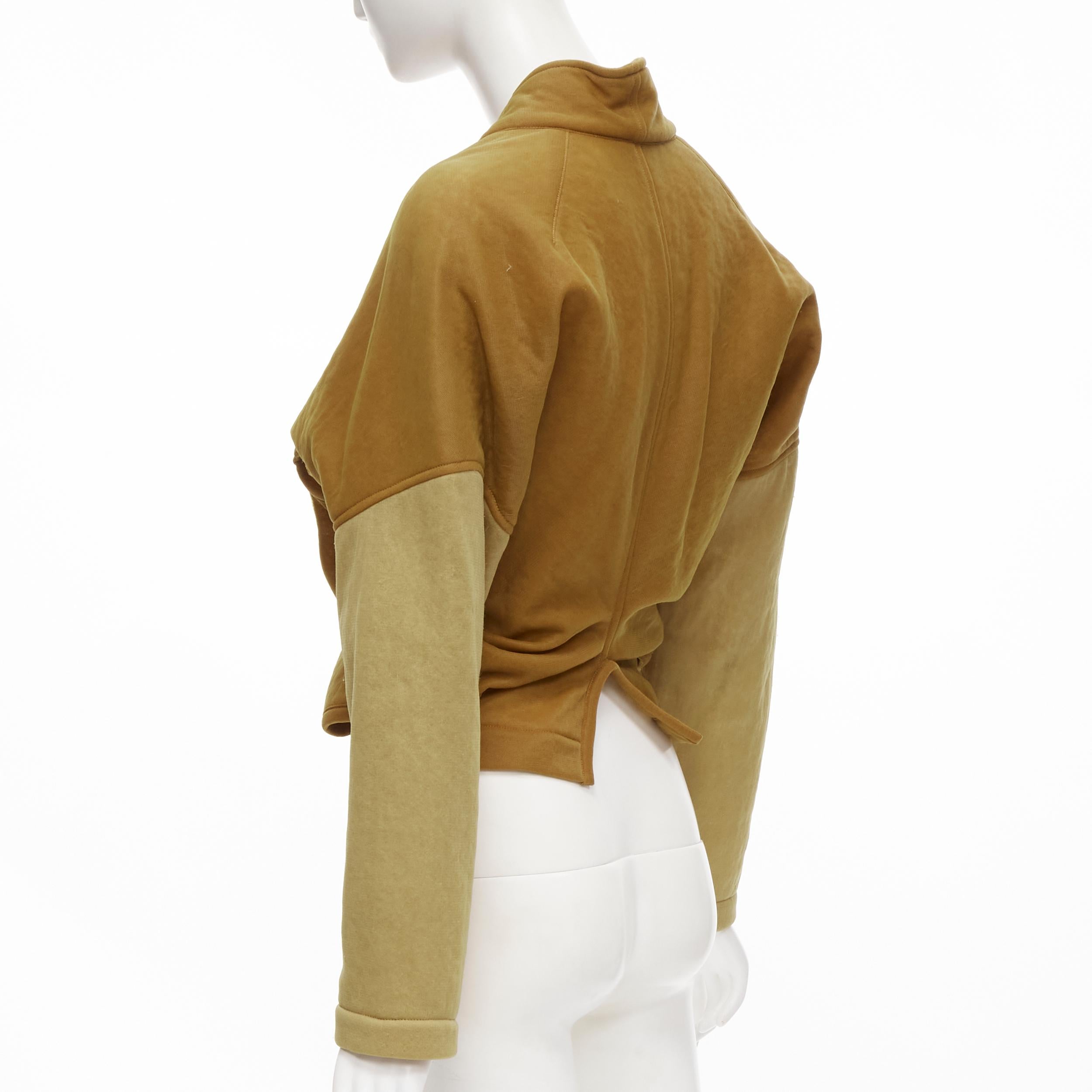 Women's vintage COMME DES GARCONS 1990 brown mustard cut out draped cardigan jacket M