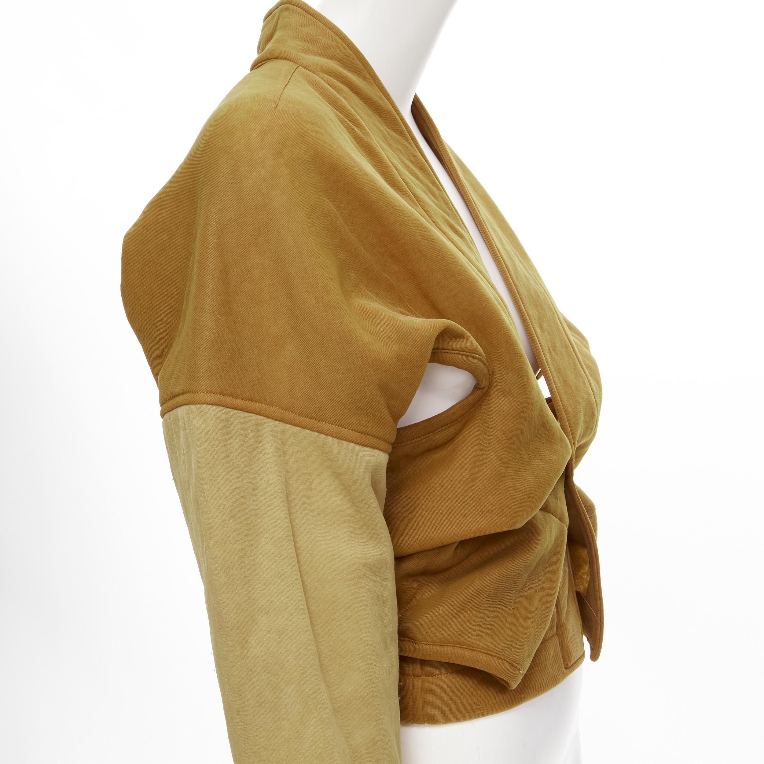 vintage COMME DES GARCONS 1990 brown mustard cut out draped cardigan jacket M 2