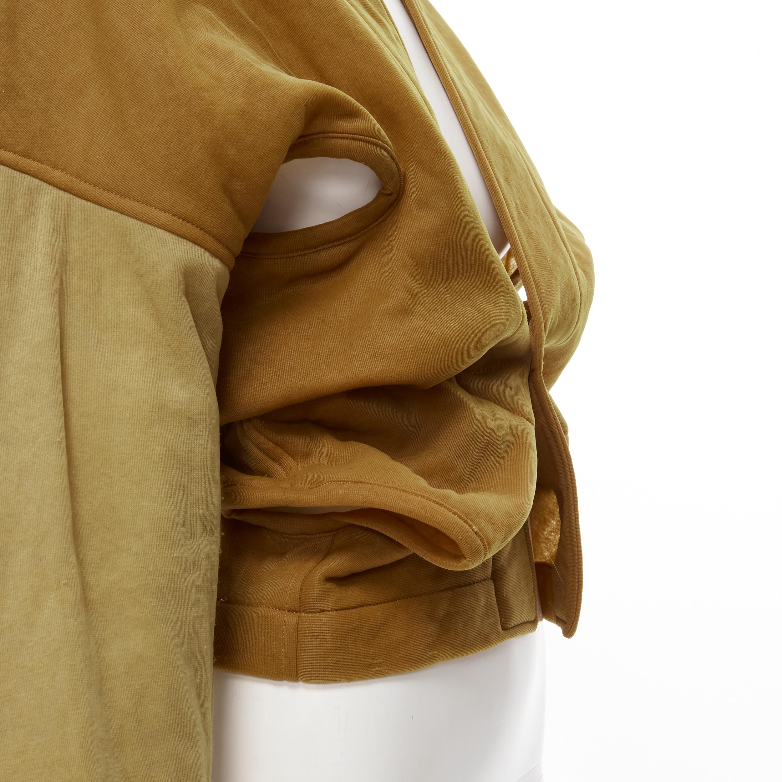 vintage COMME DES GARCONS 1990 brown mustard cut out draped cardigan jacket M 3