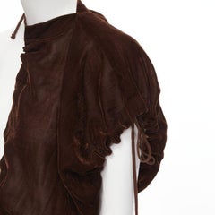 vintage COMME DES GARCONS 1990 brown velvet drawstring sash knee length skirt M