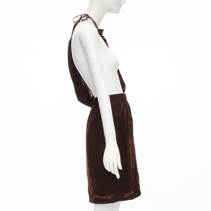 vintage COMME DES GARCONS 1990 brown velvet drawstring sash knee length skirt M In Good Condition For Sale In Hong Kong, NT