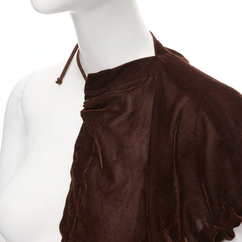 vintage COMME DES GARCONS 1990 brown velvet drawstring sash knee length skirt M For Sale 2