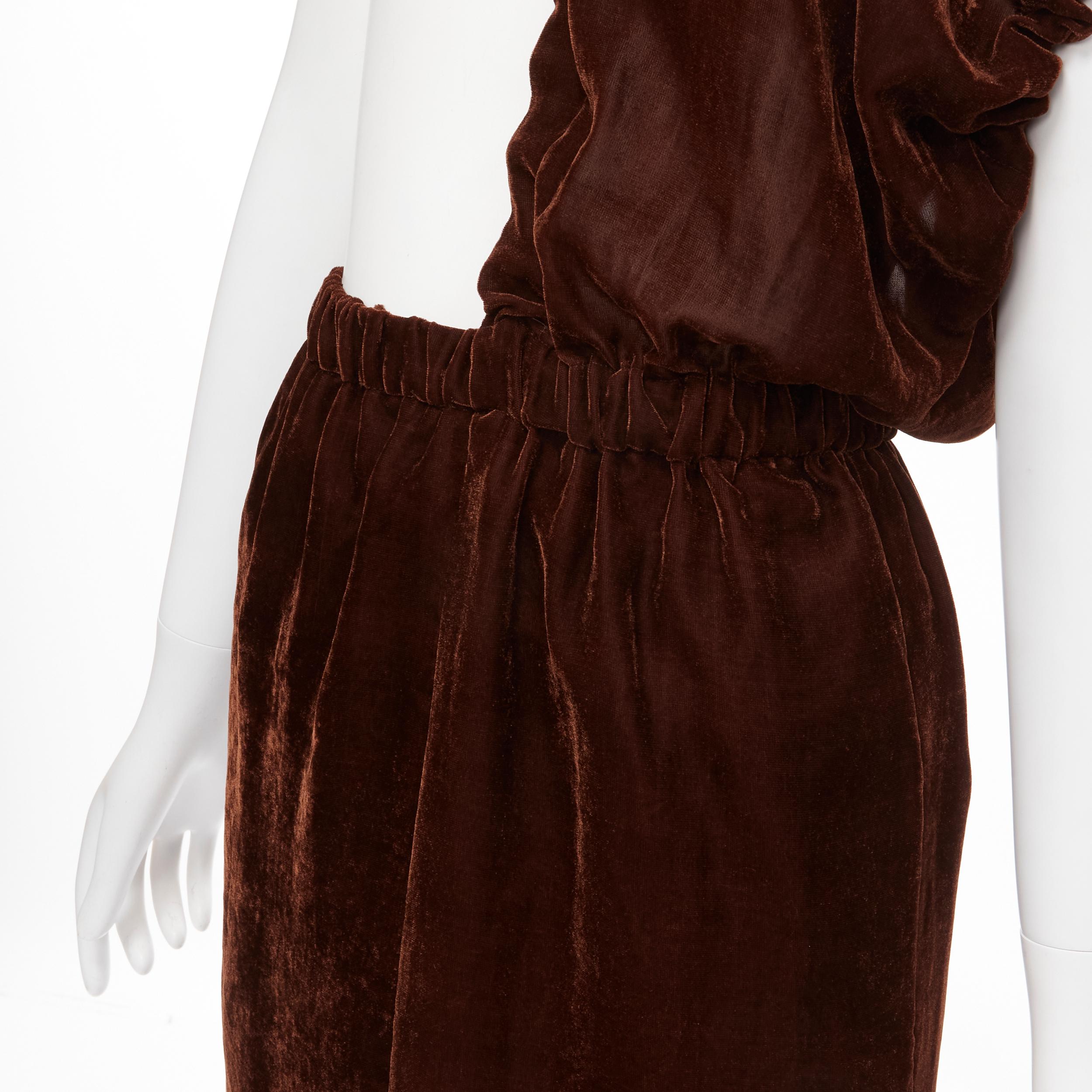 vintage COMME DES GARCONS 1990 brown velvet drawstring sash knee length skirt M For Sale 3
