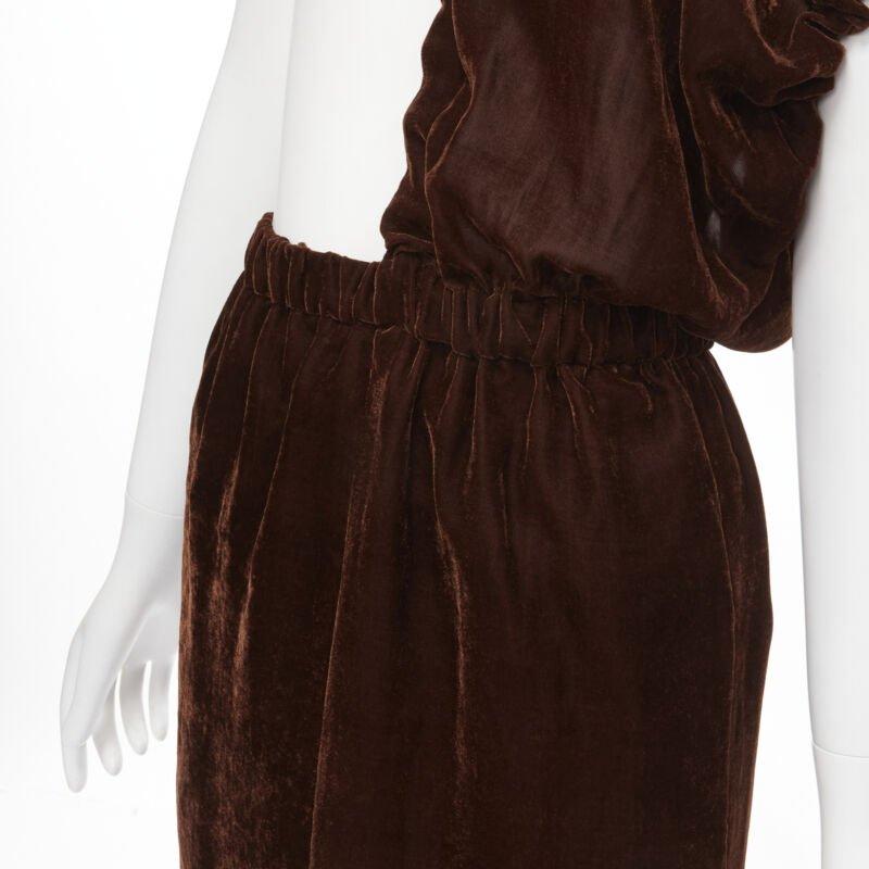 vintage COMME DES GARCONS 1990 brown velvet drawstring sash knee length skirt M For Sale 3