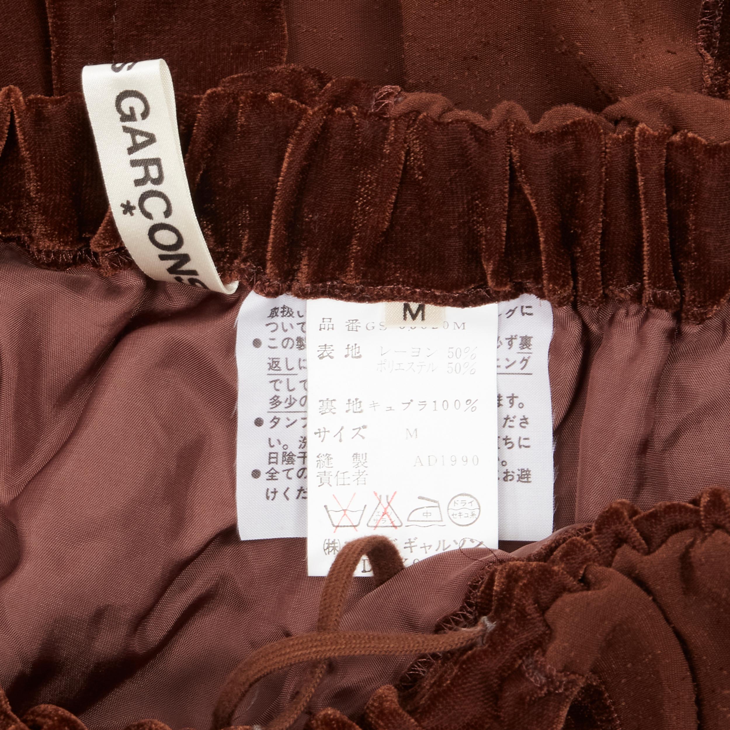 vintage COMME DES GARCONS 1990 brown velvet drawstring sash knee length skirt M For Sale 4