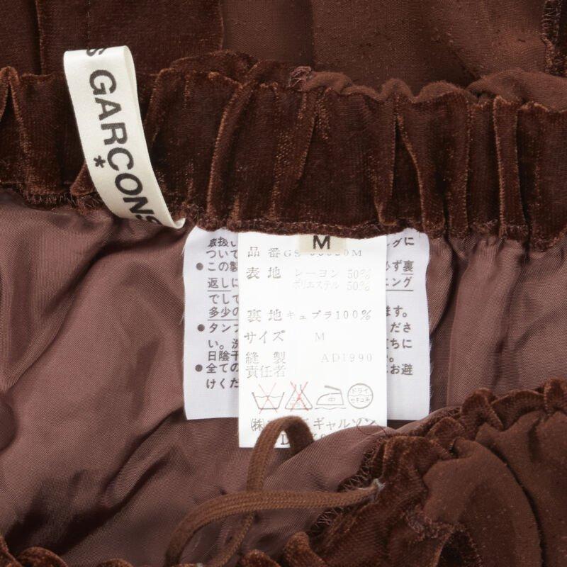 vintage COMME DES GARCONS 1990 brown velvet drawstring sash knee length skirt M For Sale 4