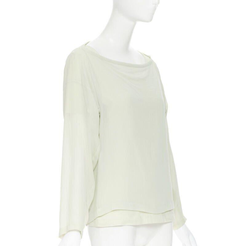 Beige vintage COMME DES GARCONS 1990 mint green double layered long sleeve top M For Sale