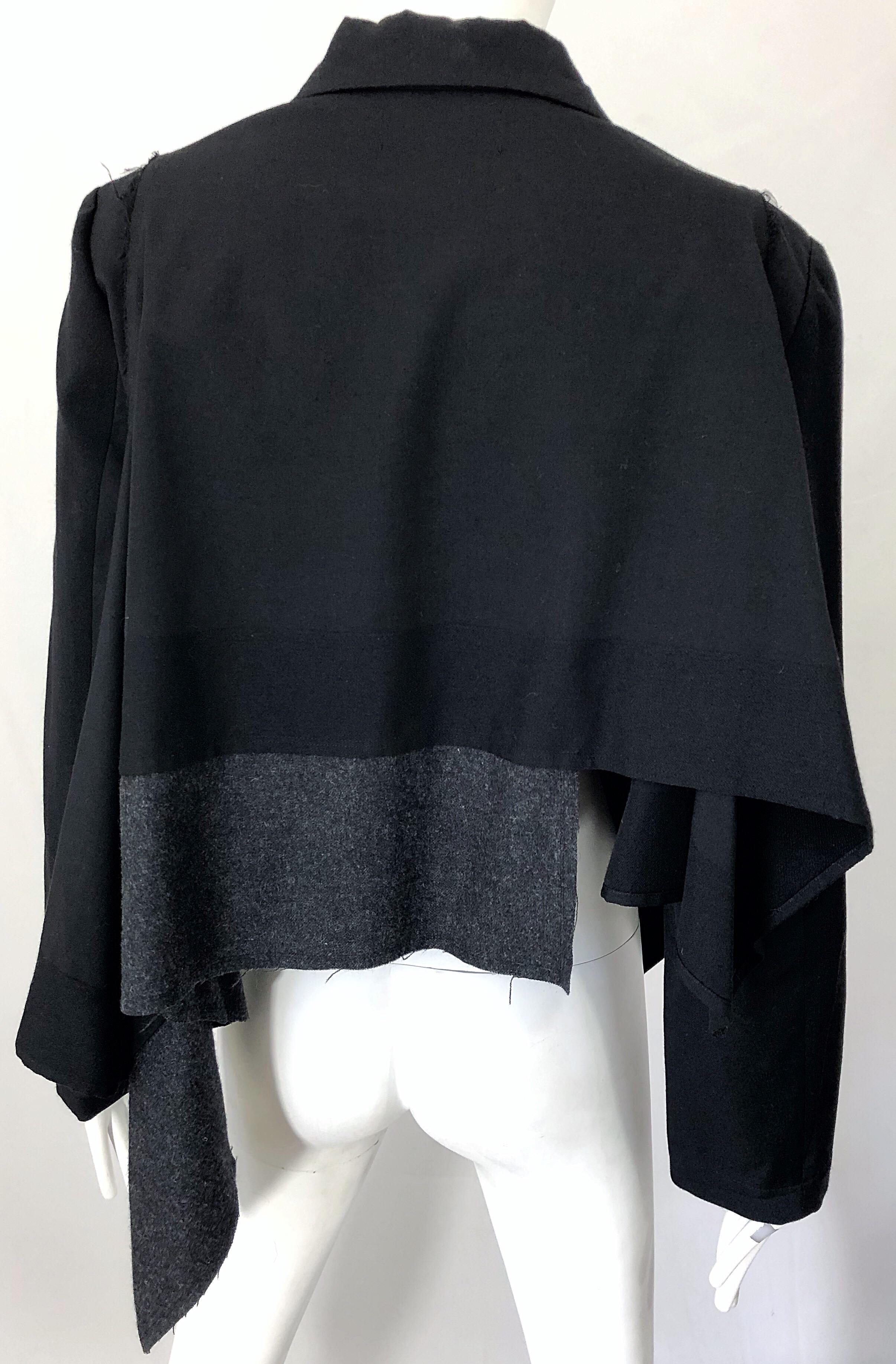 Vintage Comme des Garcons 1990s Black Avant Garde Trapeze 90s Swing Jacket 10