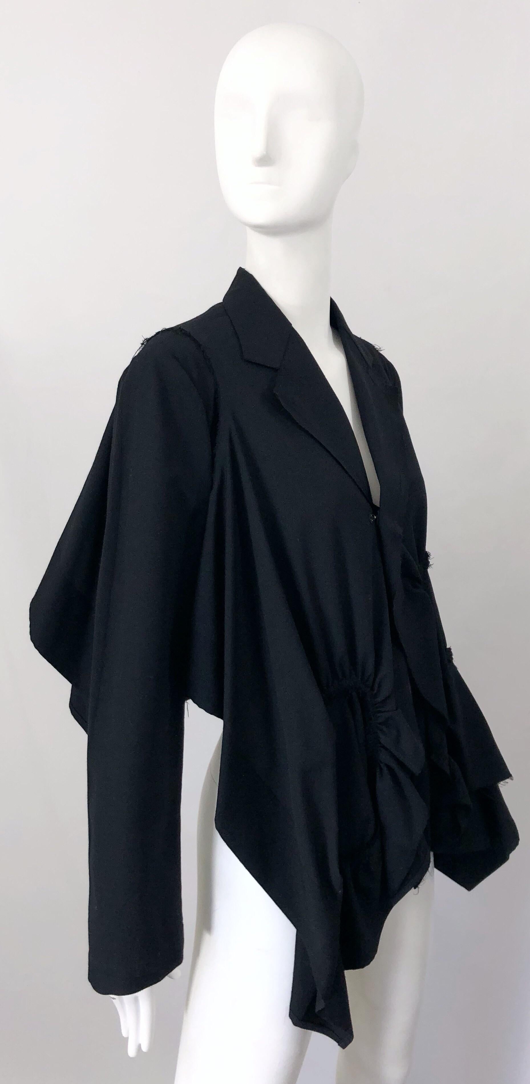 Women's or Men's Vintage Comme des Garcons 1990s Black Avant Garde Trapeze 90s Swing Jacket