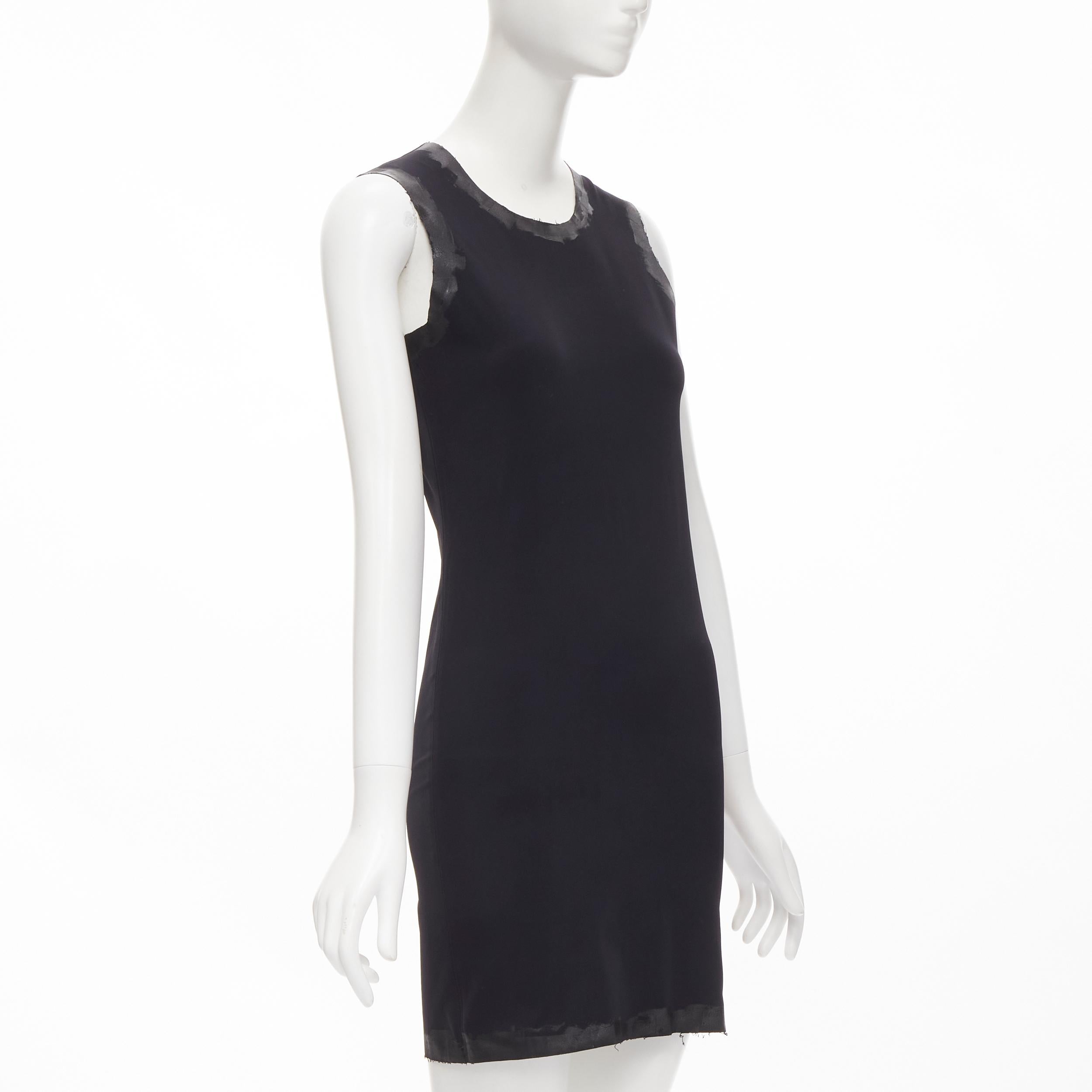 Black vintage COMME DES GARCONS 1991 black painted edge ethnic tweed bodycon dress S For Sale