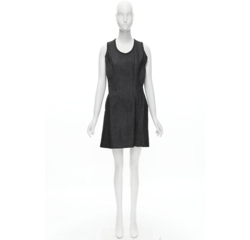 vintage COMME DES GARCONS 1991 índigo oscuro lavado vaquero pellizcado costura vestido S en venta 7