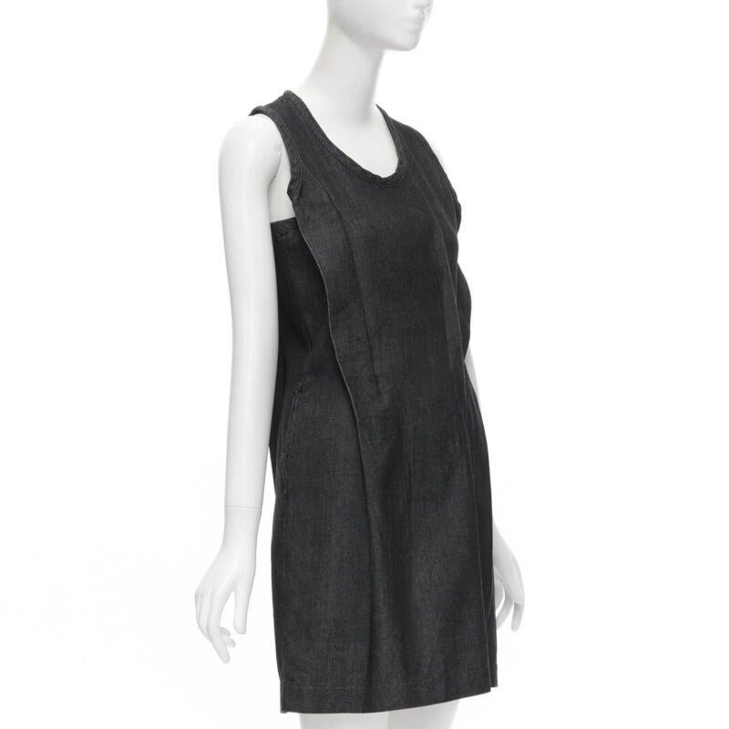 vintage COMME DES GARCONS 1991 índigo oscuro lavado vaquero pellizcado costura vestido S Negro en venta