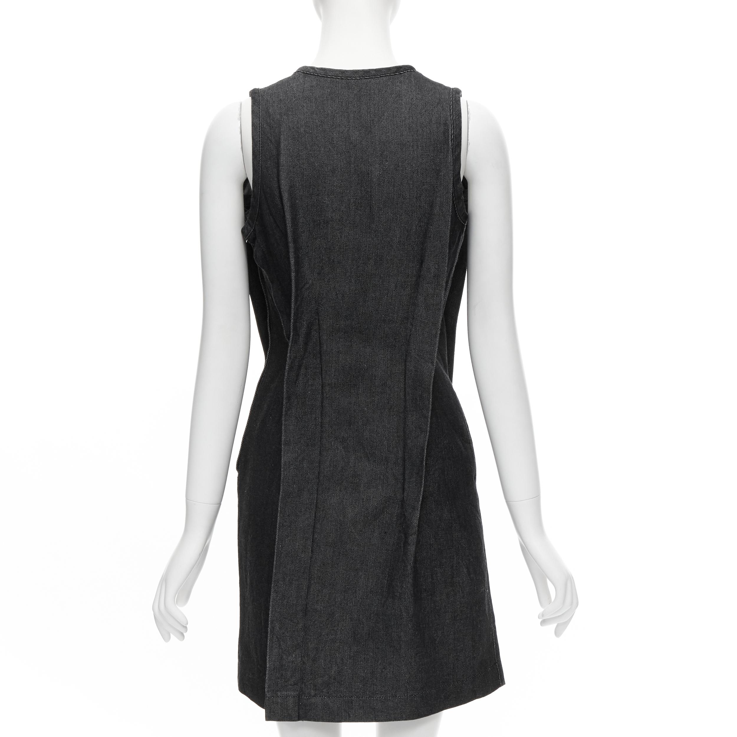 Women's vintage COMME DES GARCONS 1991 dark indigo washed denim pinched seam dress S For Sale