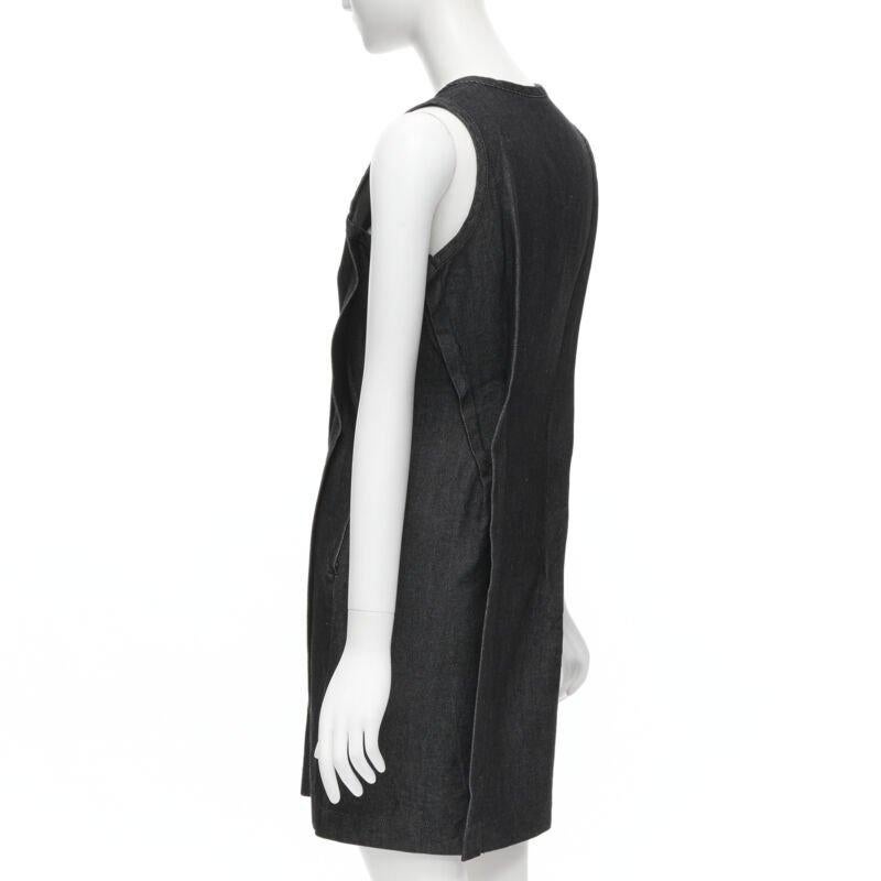 vintage COMME DES GARCONS 1991 índigo oscuro lavado vaquero pellizcado costura vestido S en venta 1