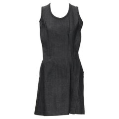 vintage COMME DES GARCONS 1991 dark indigo washed denim pinched seam dress S