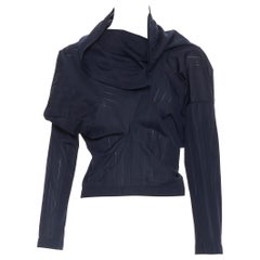 vintage COMME DES GARCONS 1991 navy blue nylon stripe voluminous irregular top M vintage COMME DES GARCONS 1991 navy blue nylon stripe voluminous irregular top M