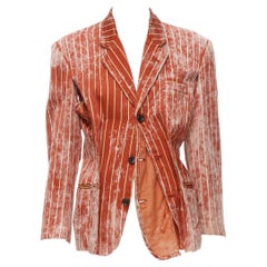 vintage COMME DES GARCONS 1991 red acid washed pinstripe deconstructed blazer S