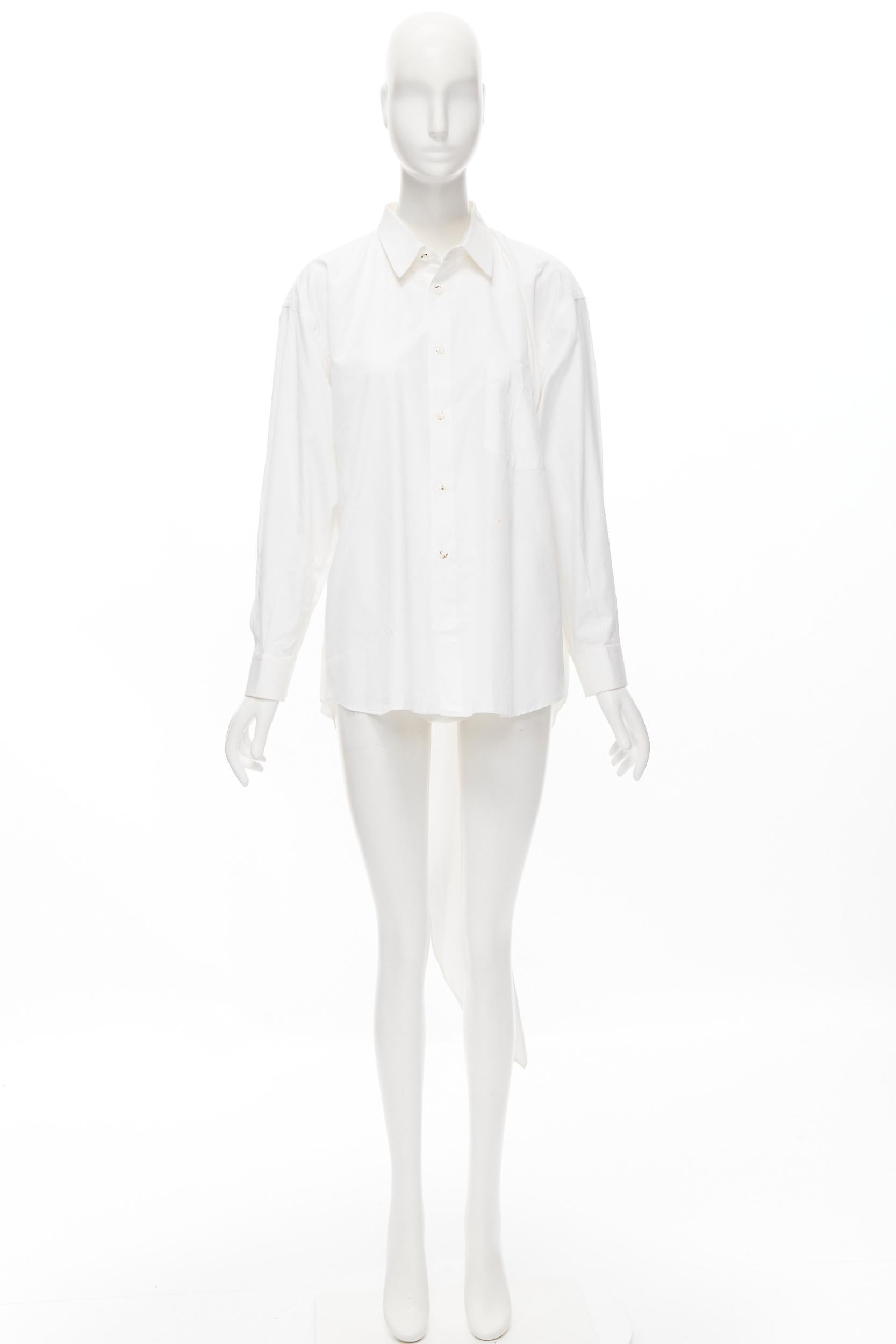 Gray vintage COMME DES GARCONS 1991 white marbled button tuxedo tail hem shirt S