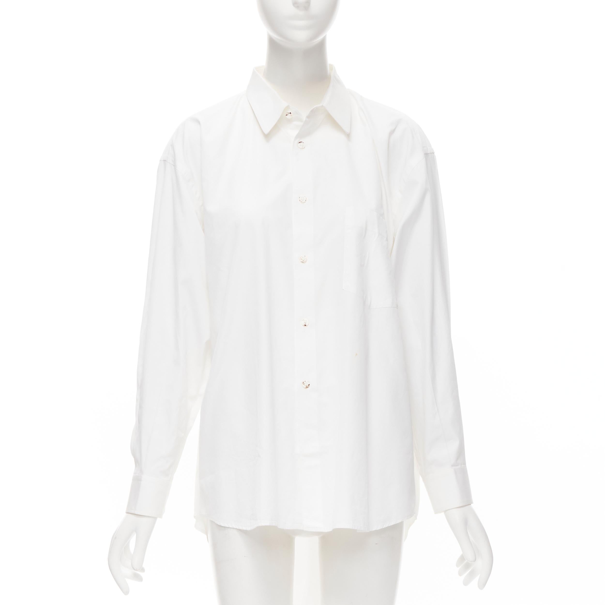 vintage COMME DES GARCONS 1991 white marbled button tuxedo tail hem shirt S In Fair Condition For Sale In Hong Kong, NT