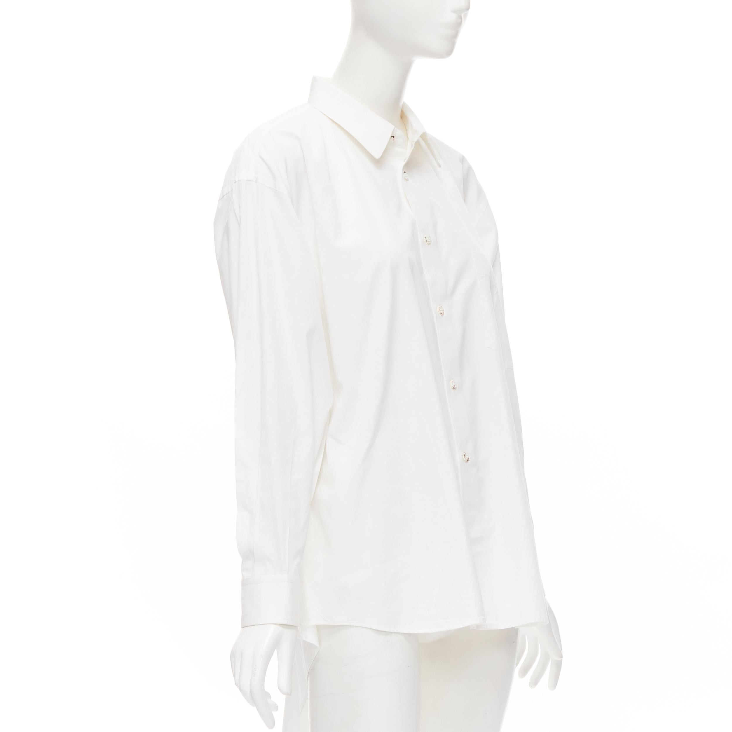 Women's vintage COMME DES GARCONS 1991 white marbled button tuxedo tail hem shirt S For Sale