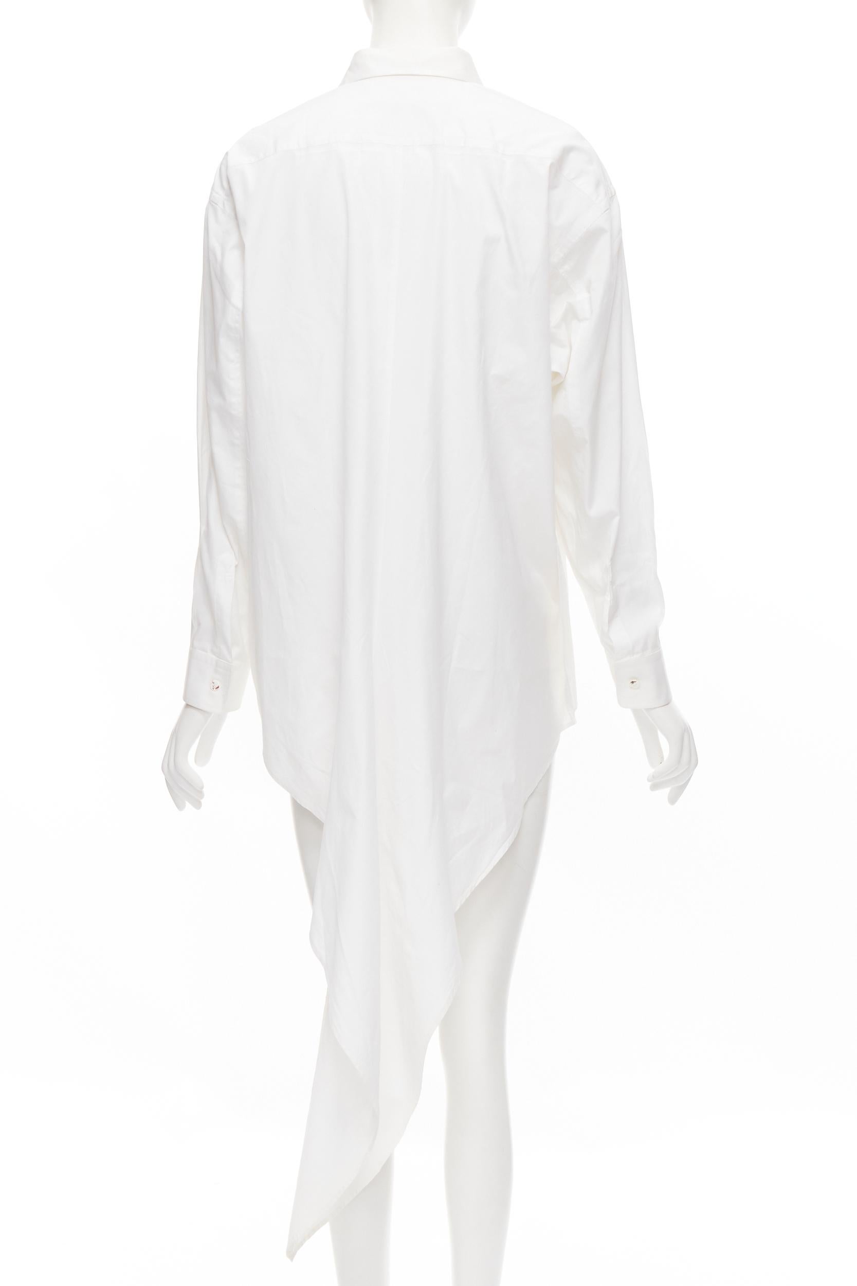 vintage COMME DES GARCONS 1991 white marbled button tuxedo tail hem shirt S For Sale 1