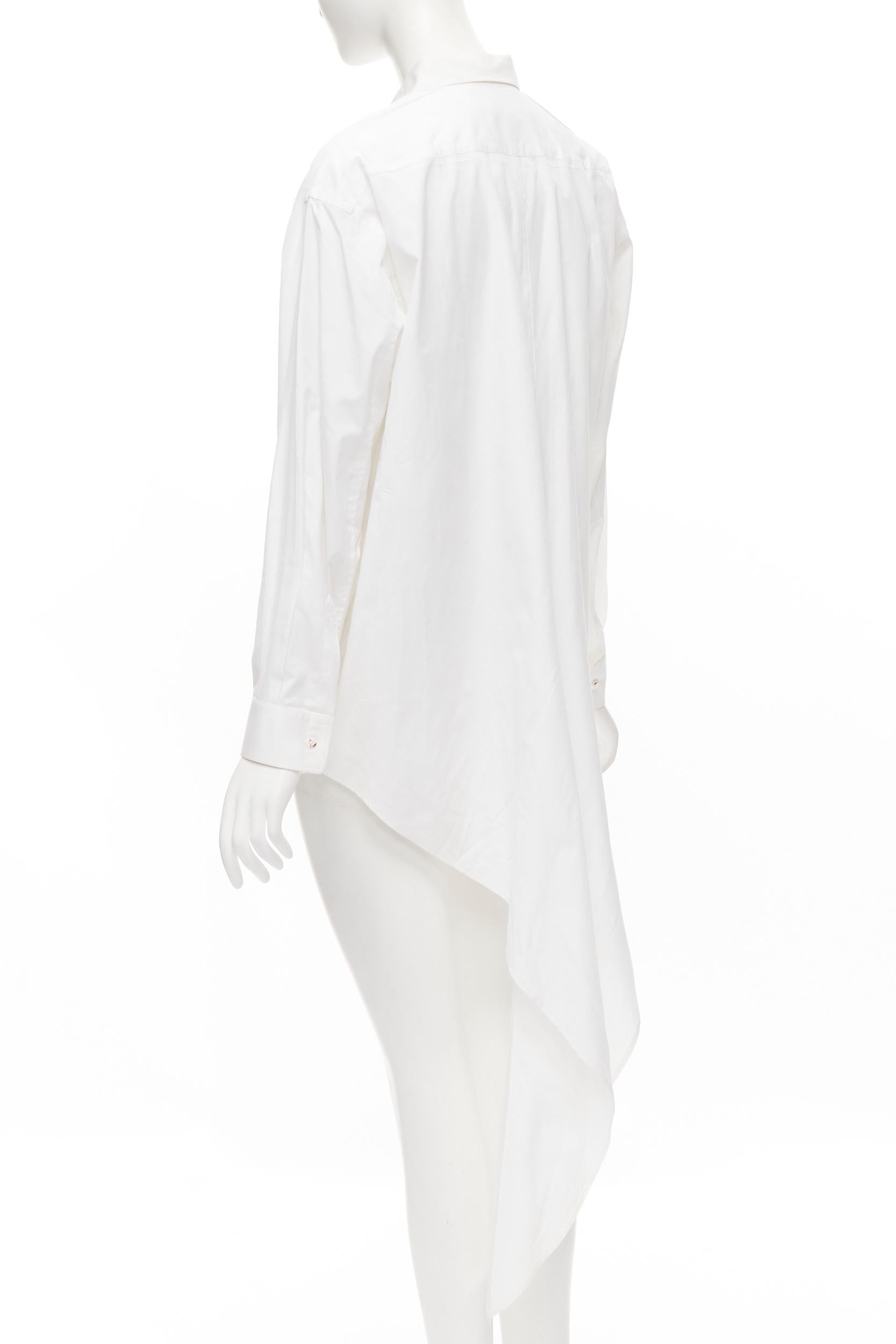 vintage COMME DES GARCONS 1991 white marbled button tuxedo tail hem shirt S For Sale 2