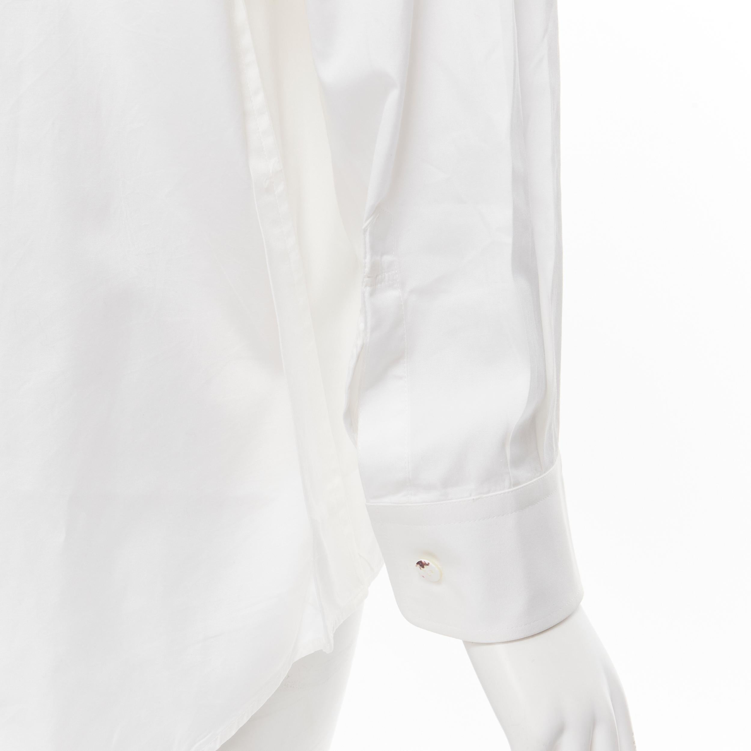 vintage COMME DES GARCONS 1991 white marbled button tuxedo tail hem shirt S For Sale 4