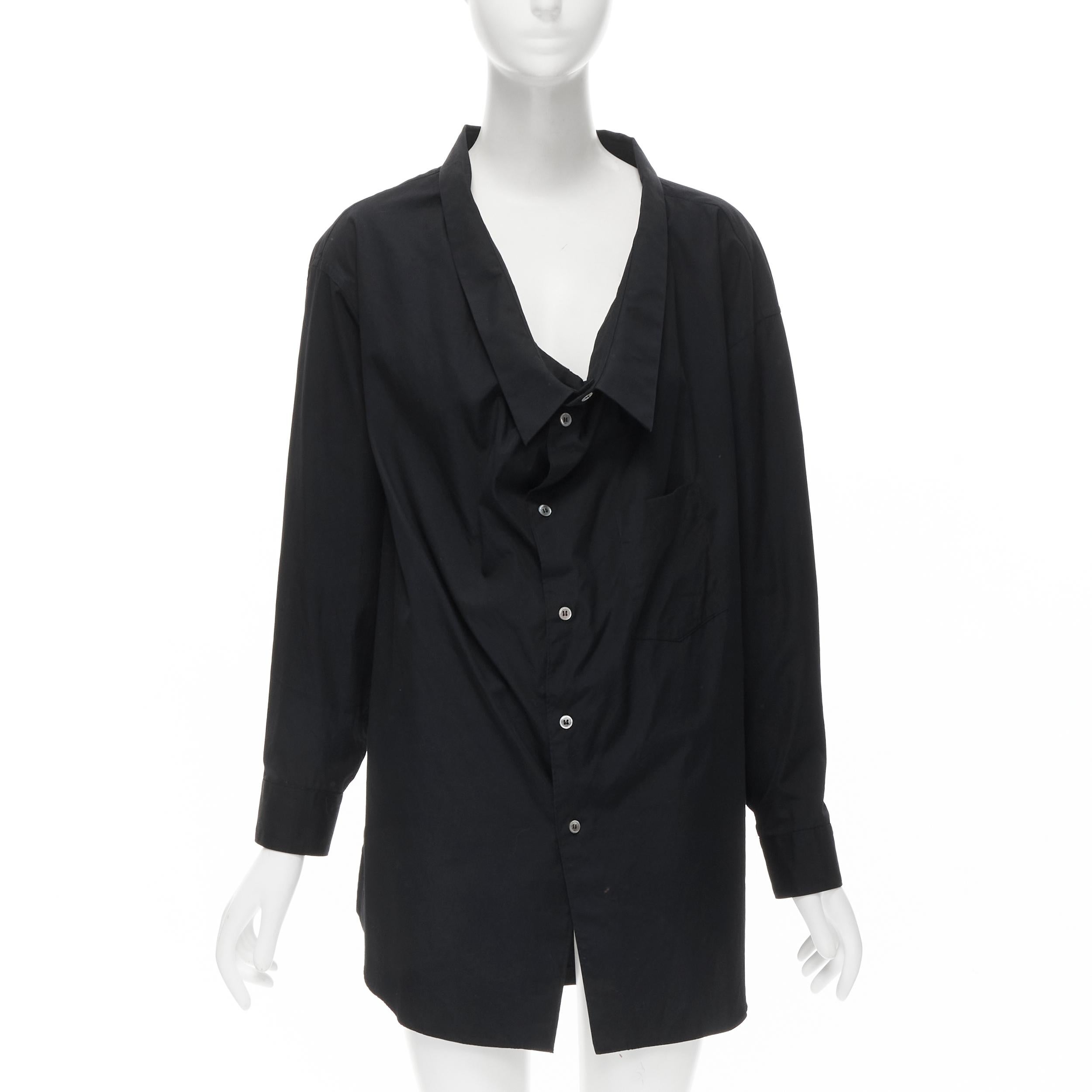 Black vintage COMME DES GARCONS 1992 asymmetric scoop collar oversized shirt