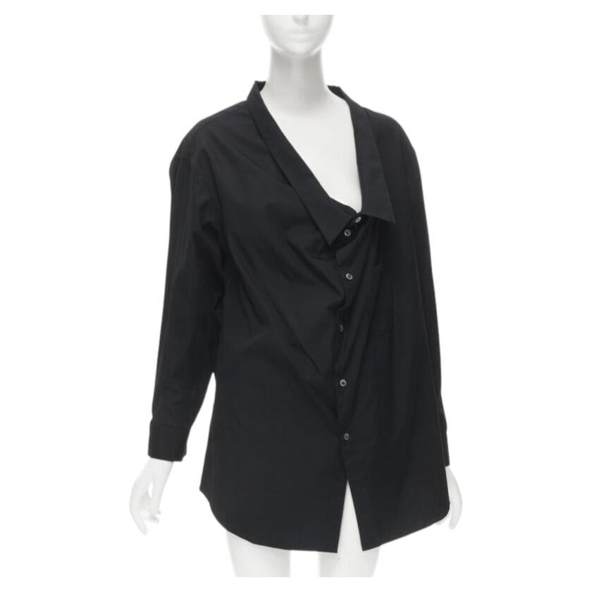 Pre-owned Comme Des Garçons Vintage Comme Des Garcons 1992 Asymmetric Scoop Collar Oversized Shirt In Black