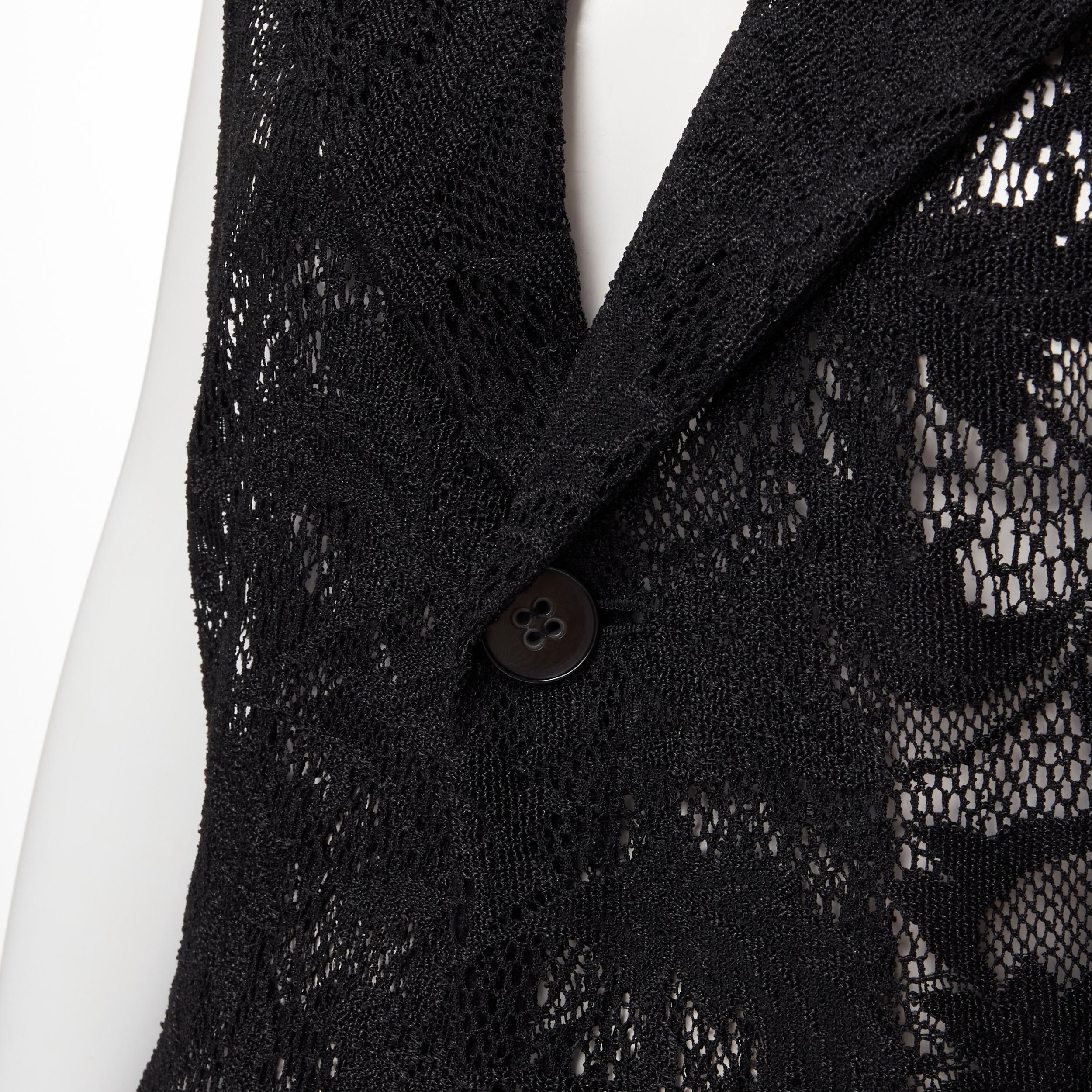 Women's vintage COMME DES GARCONS 1992 black floral lace loose single button long vest S