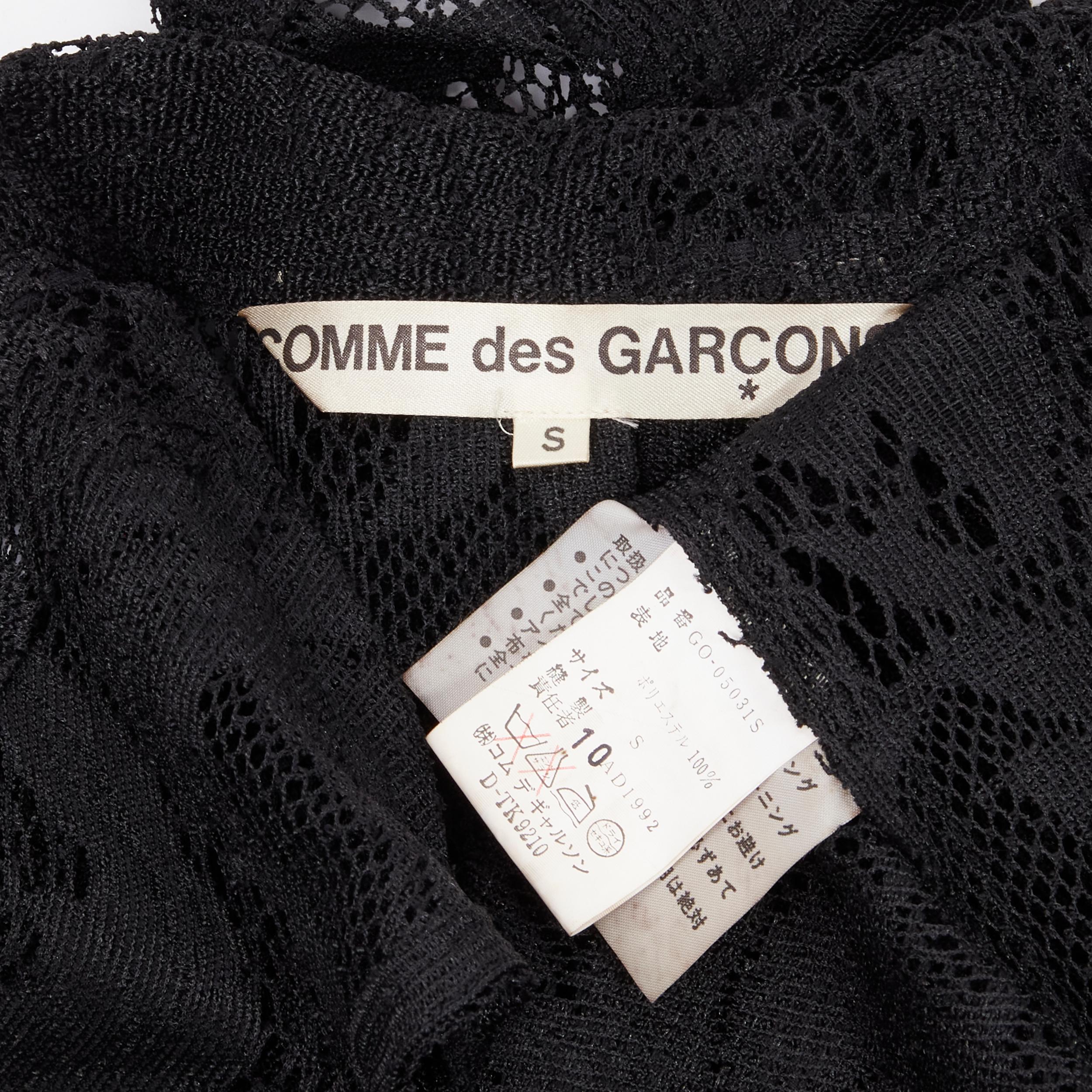 vintage COMME DES GARCONS 1992 black floral lace loose single button long vest S 2