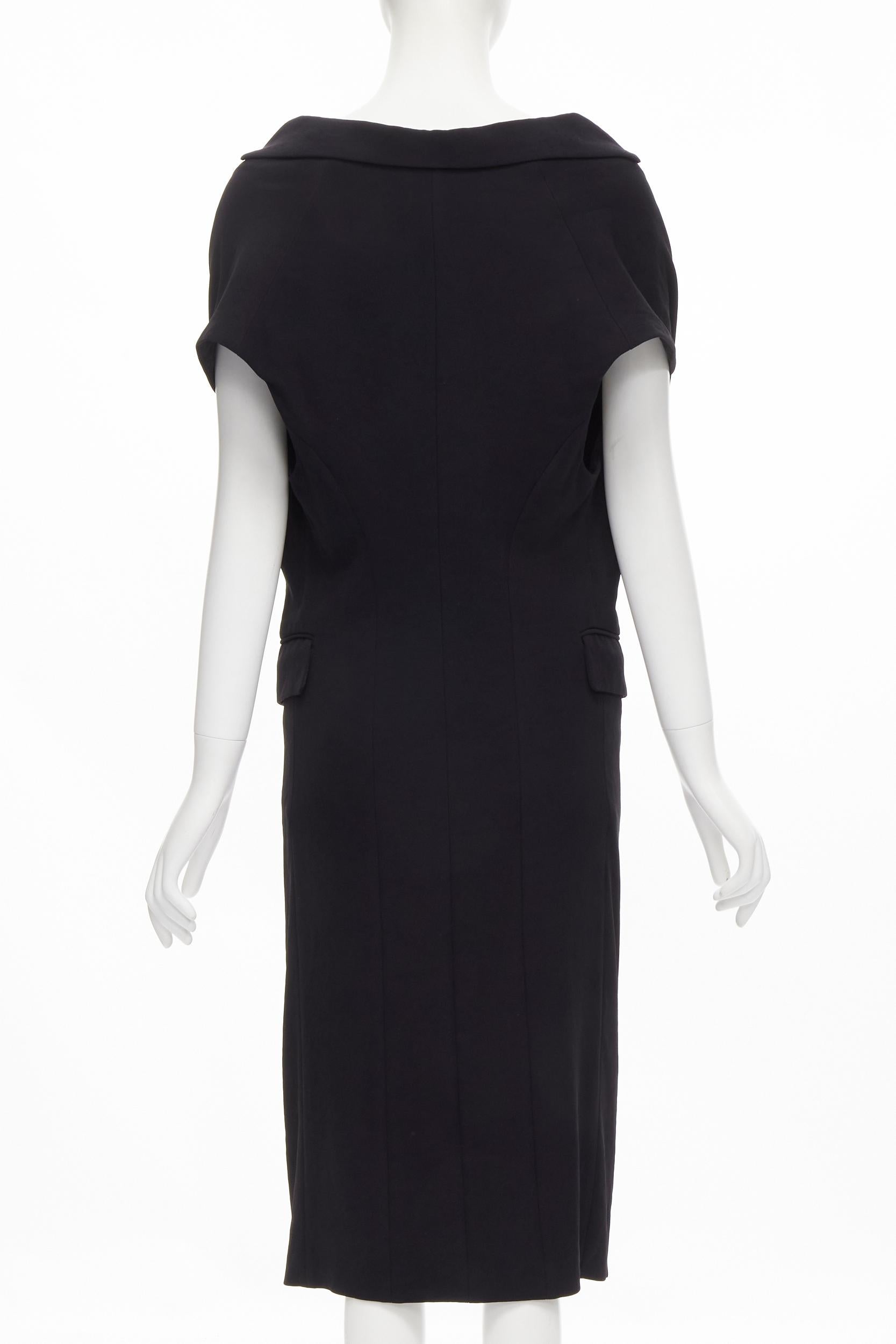 Women's vintage COMME DES GARCONS 1992 black wool draped wide neck long vest M