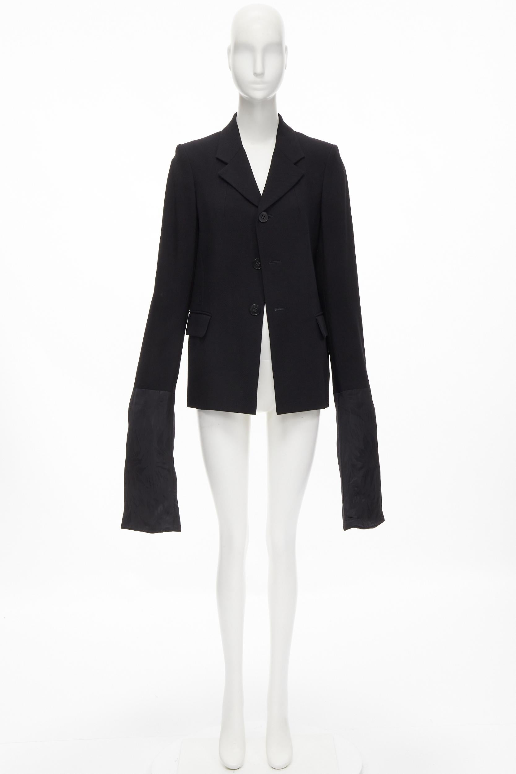 vintage COMME DES GARCONS 1992 black wool extra long wide sleeve blazer jacket M For Sale 4