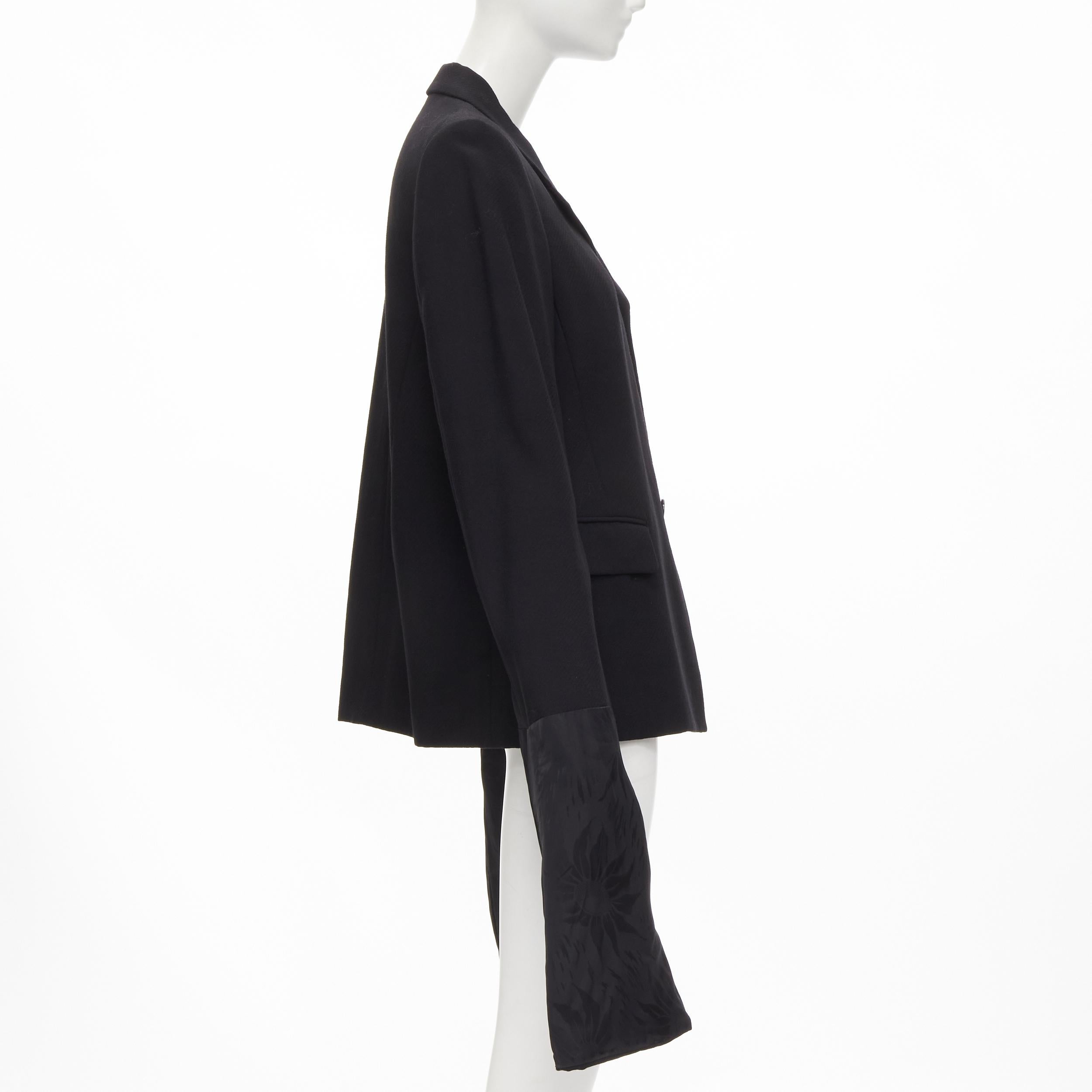 Black vintage COMME DES GARCONS 1992 black wool extra long wide sleeve blazer jacket M For Sale